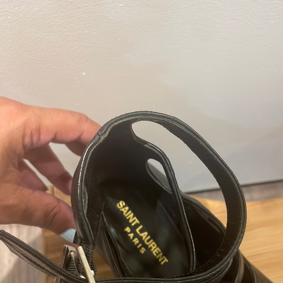 BEAUTIFUL Saint Laurent black wrap up block heels size 7 in EXCELLENT condition! - Picture 2 of 9